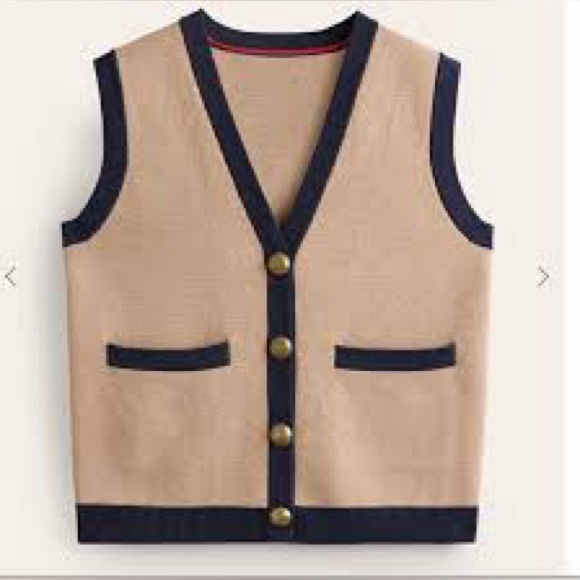 Boden Sweaters - Boden Holly sweater vest waistcoat  brown and navy blue NWOT size small